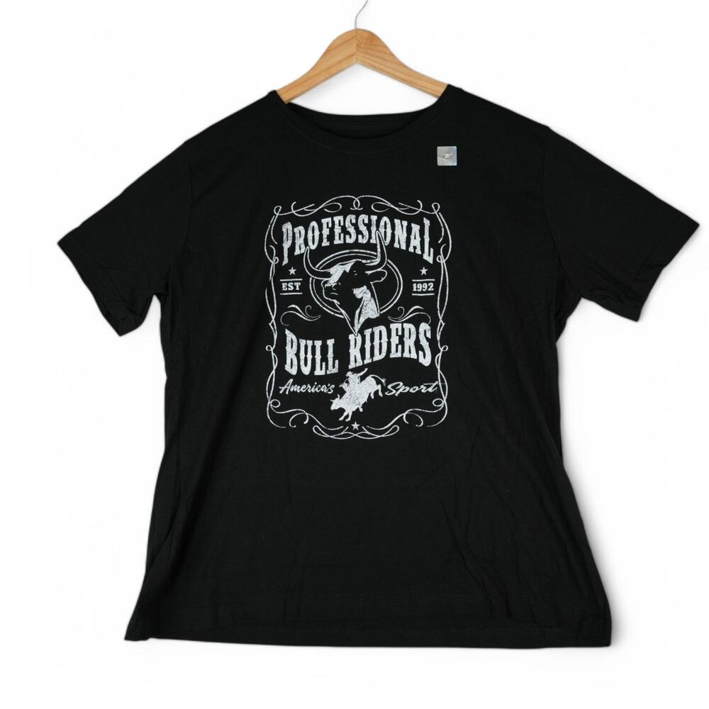 Professional‎ Bull Riders PBR T-Shirt Mens 2XL Black Cotton Tee New